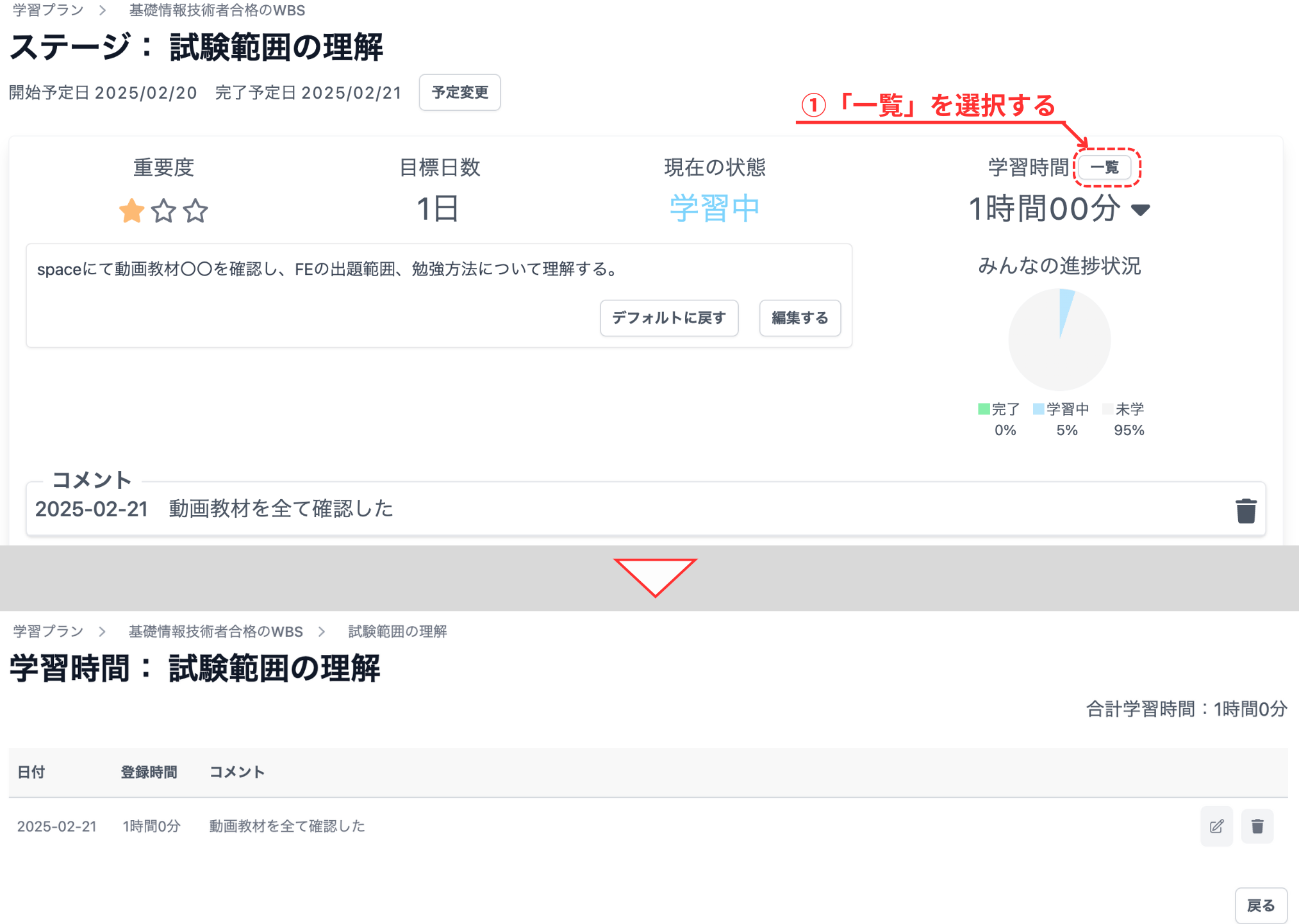 学習時間一覧